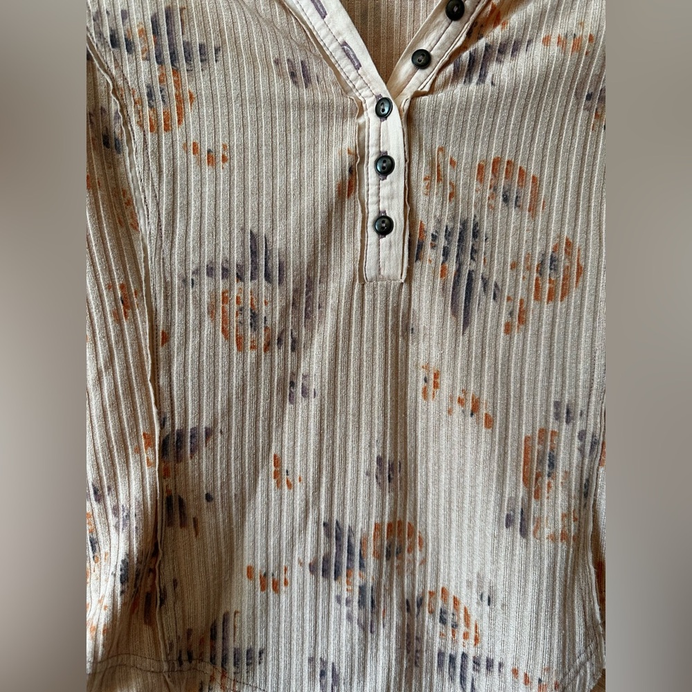 Free People Layer Me Hanley - Just Peachy Floral Ribbed Shirt, Size S - Picture 4 of 8